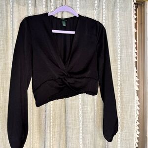 Wild Fable Black Long Sleeve Crop Top
